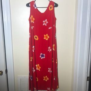 Red Floral Maxi Dress - Sleeveless Summer Dress